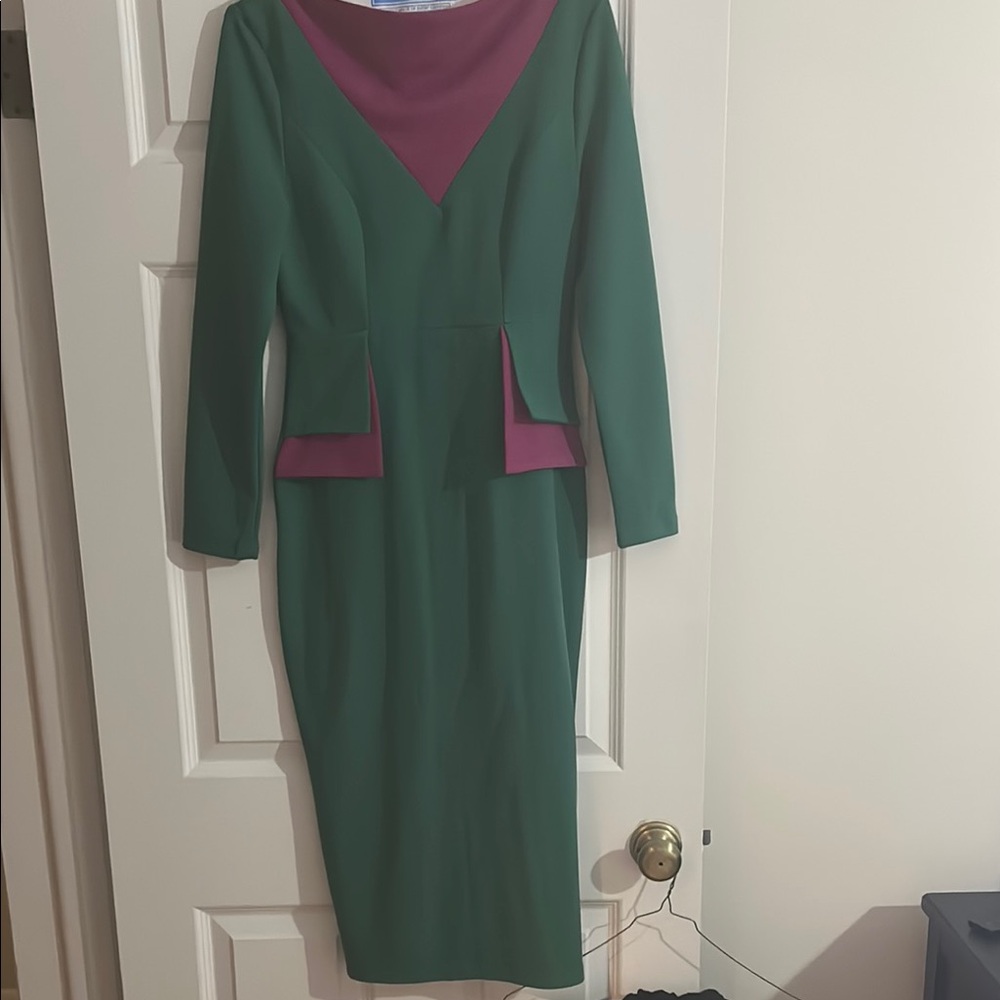Elegant Green and Purple Women's Dress